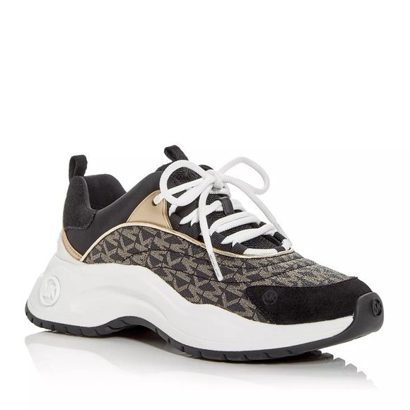 Michael Kors Dara Trainer - Black & Gold - Size 10 - Picture 1 of 13